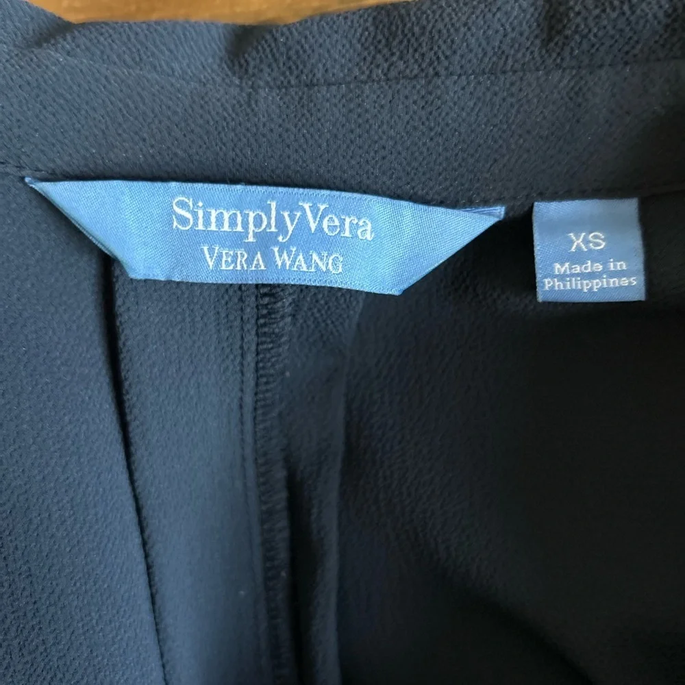 💖5 for $50💖SIMPLY VERA WANG Navy Blue Mini Shirt Dress Collard Belted Lined